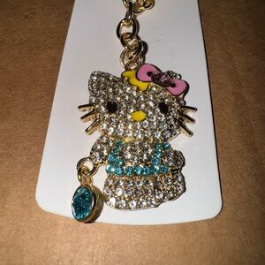 Cat w/Blue & White Crystals Keychain Bag Charm on sale $5